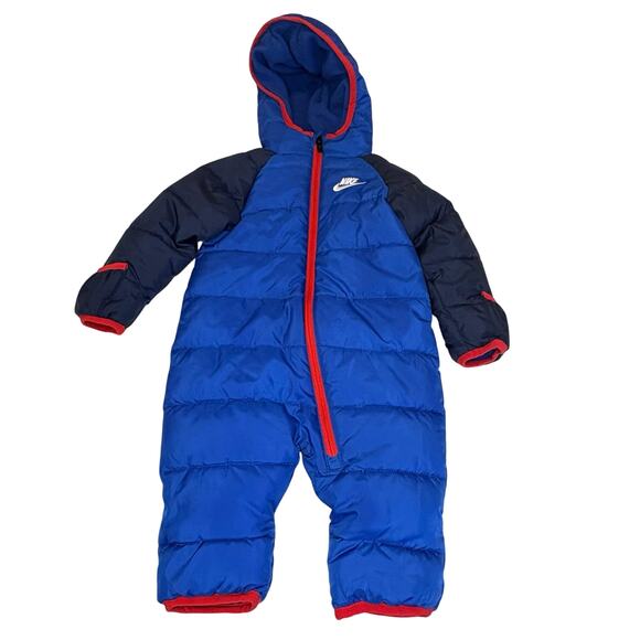 Nike 1-Piece Snowsuit Boys 6M | Blue Zip Up Coat with Hood - Picture 2 of 9
